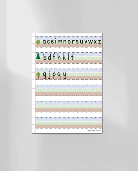 Aperçu de la feuille d’écriture gratuite Entre les lignes